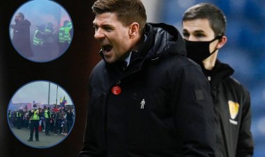 Watch: Steven Gerrard welcomed by thousands of Rangers fans with flares and smoke bombs as he enters Ibrox