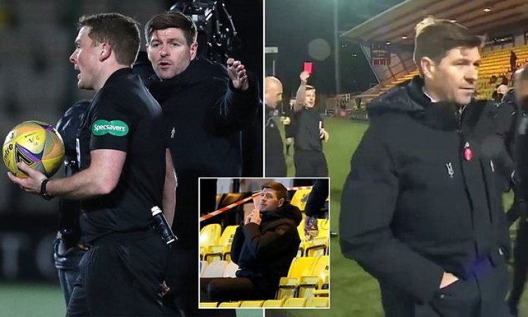 Rangers boss Steven Gerrard sent off at half-time in Livingston clash