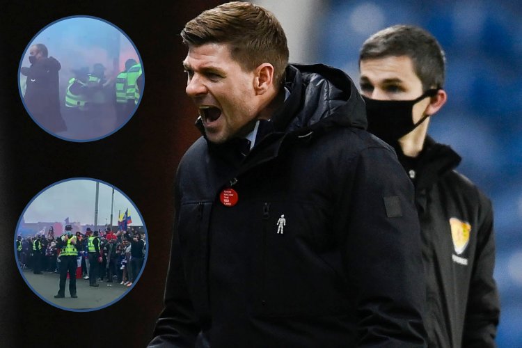 Watch: Steven Gerrard welcomed by thousands of Rangers fans with flares and smoke bombs as he enters Ibrox