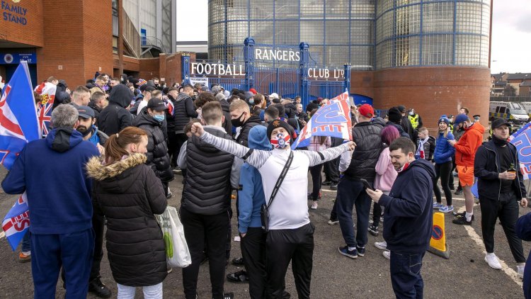 Rangers title match: Fans criticised for gathering outside Ibrox despite lockdown rules