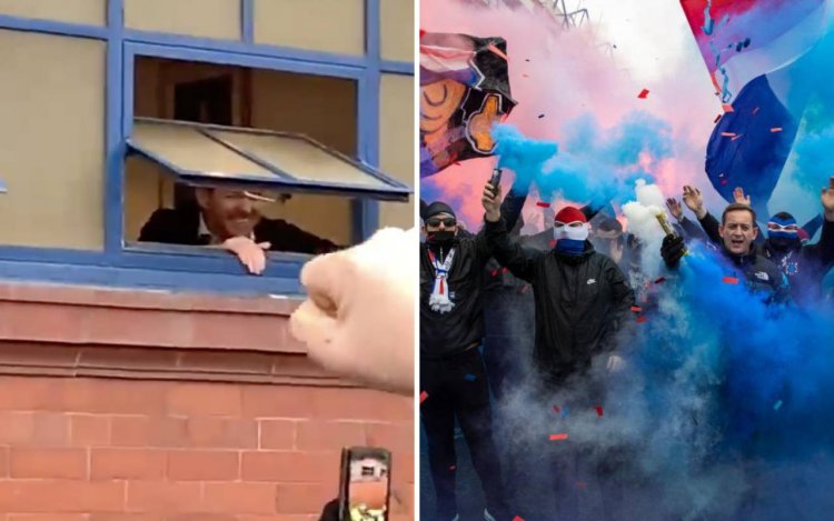 Video: Gerrard celebrates Rangers' victory with fans at Ibrox
