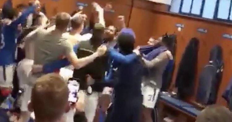 Rangers stars belt out Alfredo Morelos anthem in dressing room party