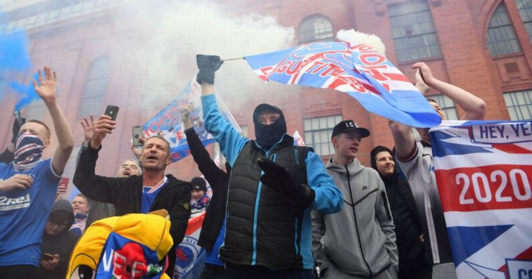Rangers fans descend on Ibrox as title party resumes at club stadium